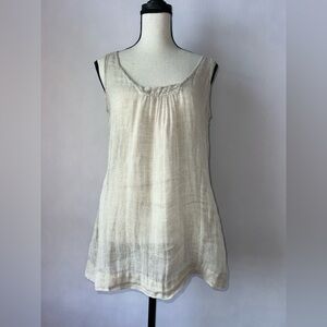 Eileen Fisher Linen Gauze Top Women's Blouse Size XSmall Taupe Sleeveless